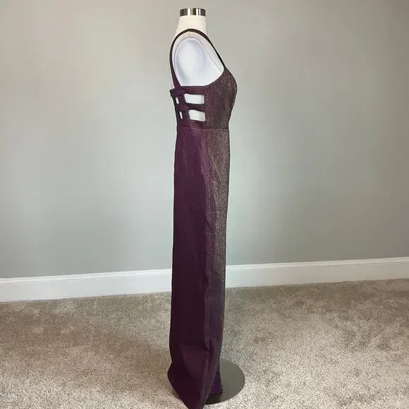 Aidan Mattox Sleeveless Cut Out Column Evening Gown Purple Size 6 Formal Dress - Picture 6 of 12